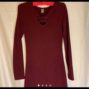 Burgundy Long-sleeve Dress
